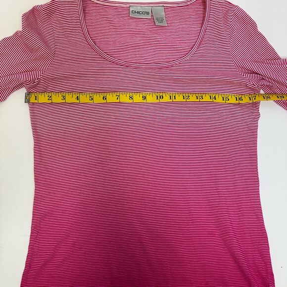 Chico’s Striped Ombré Pink Long Sleeve Top, Size 0 - 100% Cotton - Picture 4 of 8